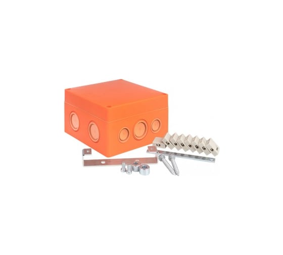 Распаечная коробка EKF огнестойкая, 126x126x74мм, 8 кк/0,5-4мм, SQ plc-kmrf-126-804