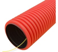 Гофрированная труба Промрукав двустенная ПНД гибкая тип 750 SN19 с зондом красная д90 50 м PR15.0049