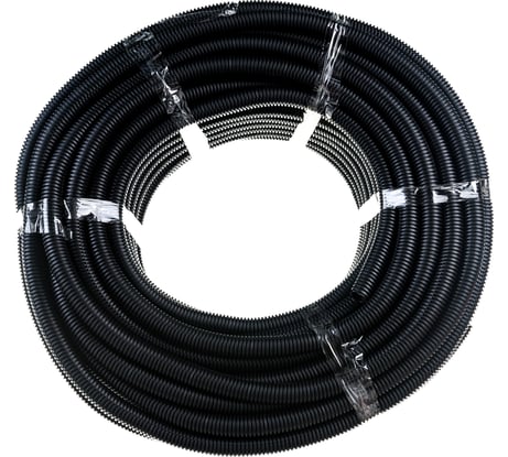 Автомобильная гофрированная труба REXANT ППНг d 16,5 мм, разрезная негорючая бухта 50 м/уп. 16-1078