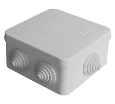 Распределительная коробка Epplast ОП 84x84x45 мм, серая, 7 выходов, 3 гермоввода, IP 54, 120072