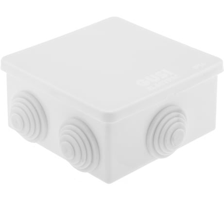 Распределительная коробка GUSI ELECTRIC 80х80х40 6 муфт д26, IP44, ОП, белый С3В86 Б Евро