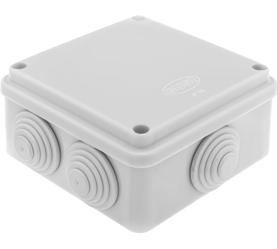 Распределительная коробка GUSI ELECTRIC 100х100х50 6 муфт д32, крышка на винтах, IP55, ОП, серый С3В106 Евро 1
