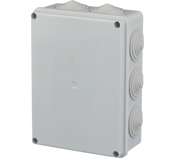 Коробка распаечная IEK открытой проводки, IP44, КМ41243, RAL7035,10 гермовводов, ИЭК UKO11-190-140-070-K41-44