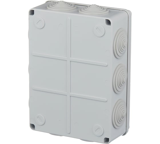 Коробка распаечная IEK открытой проводки, IP44, КМ41243, RAL7035,10 гермовводов, ИЭК UKO11-190-140-070-K41-44