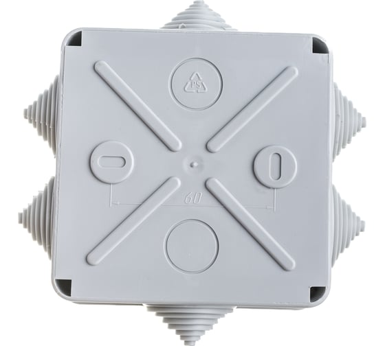 Распаечная коробка IEK 100x100x50, IP55, КМ41234, 6 гермовводов, ИЭК UKO11-100-100-050-K41-55