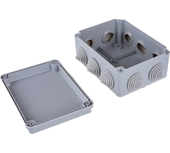 Распаечная коробка IEK открытой проводки, 150x110x70, IP44, KM41241, 10 кабель вводов,  ИЭК UKO10-150-110-070-K41-44