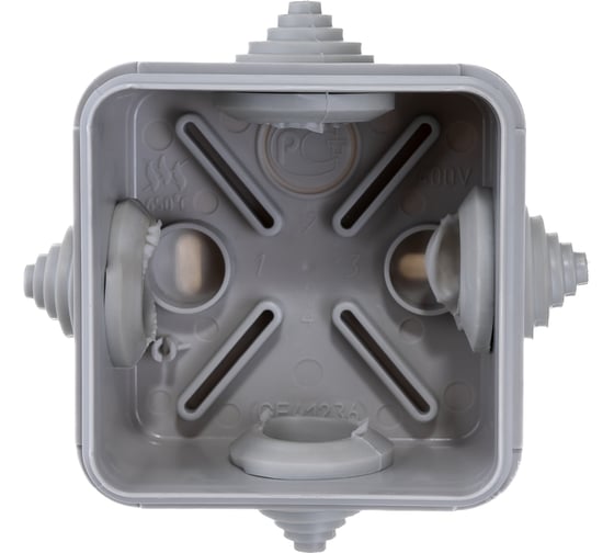 Распаечная коробка IEK открытой проводки, 70x70x40, IP44, КМ41236, 4 гермоввода,защелкивающаяся крышка UKOZ11-070-070-040-K41-44