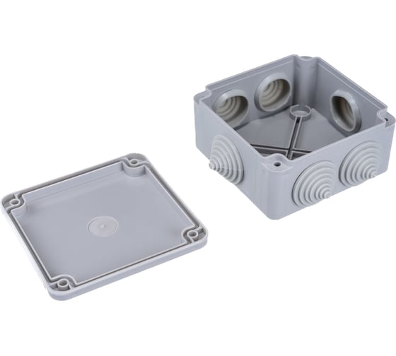 Распаечная коробка IEK открытой проводки, открытой проводки, 100x100x50, IP44, KM41233, 6 кабель вводов, ИЭК UKO11-100-100-050-K41-44