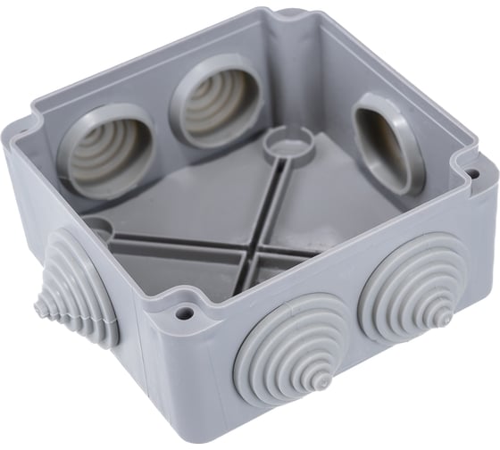 Распаечная коробка IEK открытой проводки, открытой проводки, 100x100x50, IP44, KM41233, 6 кабель вводов, ИЭК UKO11-100-100-050-K41-44