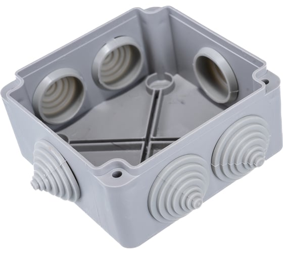 Распаечная коробка IEK открытой проводки, открытой проводки, 100x100x50, IP44, KM41233, 6 кабель вводов, ИЭК UKO11-100-100-050-K41-44