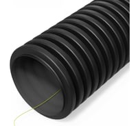 Гофрированная двустенная труба Промрукав ПНД, гибкая, тип 450, (SN18), стойкая к ультрафиолету, с зондом, черная, d63 мм, 50м. PR15.0313