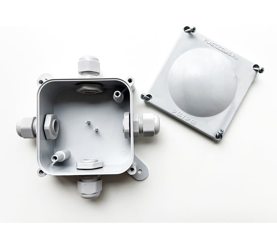 Монтажная коробка Plasticglas IP66/IP68 с гермовводами 4хPG9 КМ767635-03-03-03-03 1