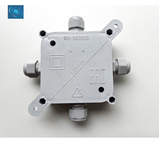 Монтажная коробка Plasticglas IP66/IP68 с гермовводами 4хPG9 КМ767635-03-03-03-03