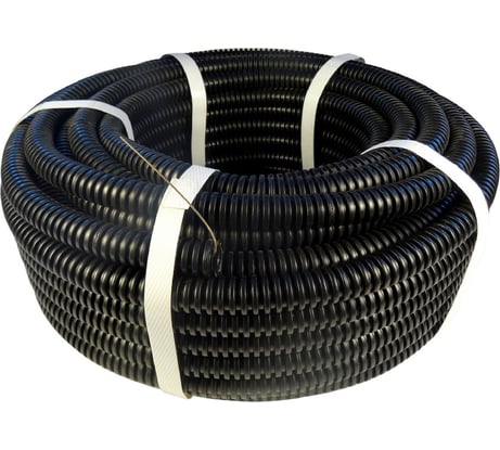Труба гофрированная ГЕОПЛАСТ ПОЛИМЕР ПНД с протяжкой легкая черная 15 м D 40 8764