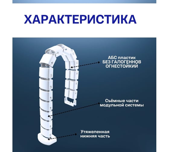 Вертикальный гибкий кабельный канал NE-AD (1/14), 680-800 мм, БЕЛЫЙ 3580-B 3580-В