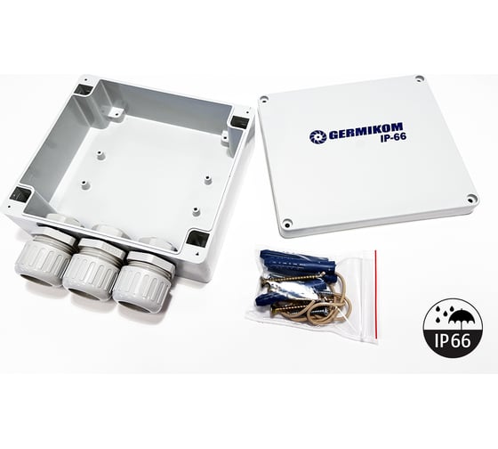 Монтажная коробка с гермовводами GERMIKOM под гофру 20мм Germikom IP66 PRO20 3xM20