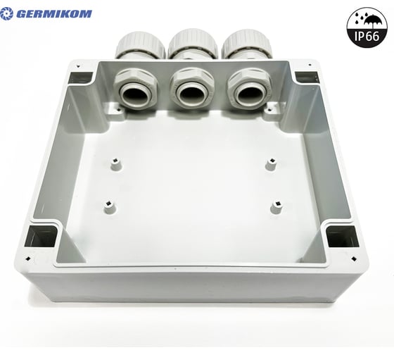 Монтажная коробка с гермовводами GERMIKOM под гофру 20мм Germikom IP66 PRO20 3xM20