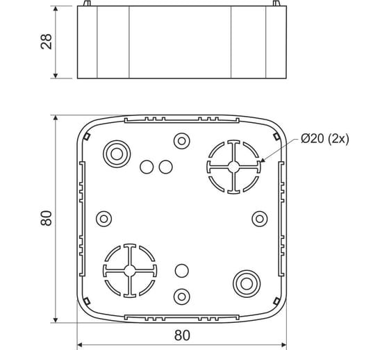 Коробка распределительная KOPOS для о/п LK 80x28 T (FB) 80x80x28 мм LK 80X28 T_FB