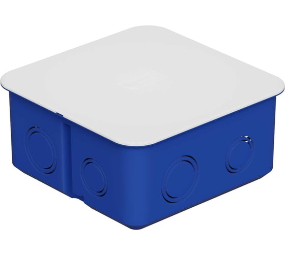 Коробка распределительная с крышкой Экопласт для с/п, 100x100x50мм, IP30 цвет синий (1шт) 44656-1