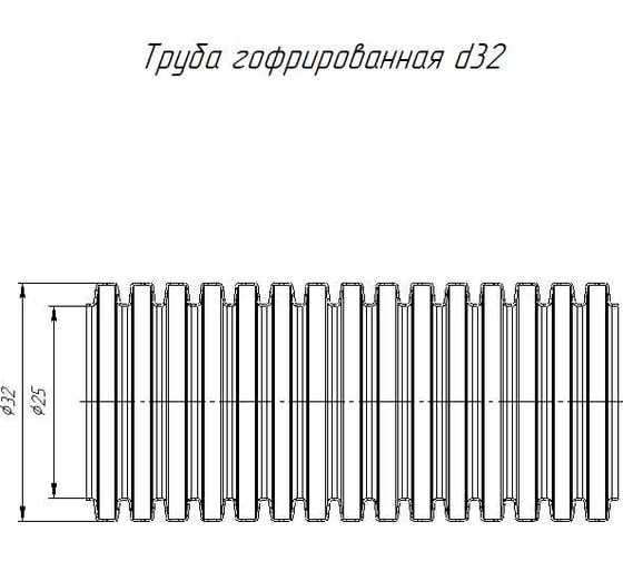 Труба гофрированная Промрукав ПП легкая 350 Н безгалогенная (HF) стойкая к ультрафиолету черная с/з dвн 24,3 мм, dнар 32 мм 25м. PR02.0426