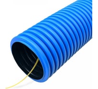 Труба ПНД гофрированная двустенная гибкая Промрукав тип 1250 (SN63) с зондом синяя d50 мм 50м. PR15.01011