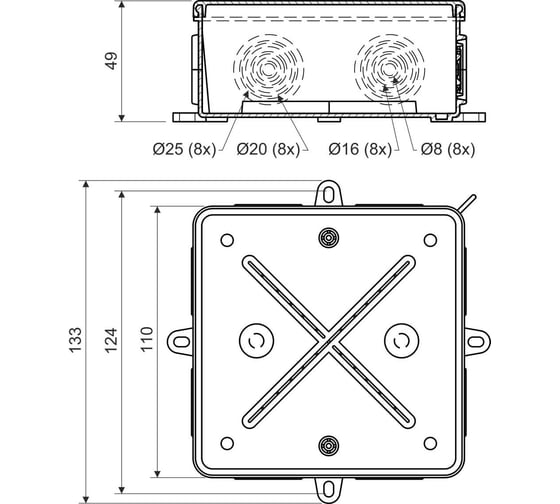 Закрытая коробка KOPOS IP54 8135_KA