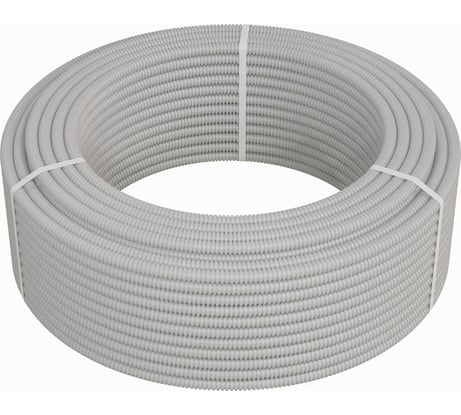 Гофрированная труба Экопласт HFFR легкая, с зондом, т/г, диаметр 16мм, серый 20116HFR