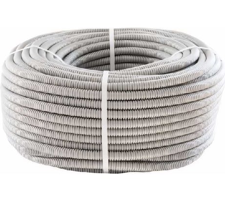 Гофрированная труба Экопласт ПНД, легкая, с зондом, диаметр 25 мм, цвет серый 20125HF-GR