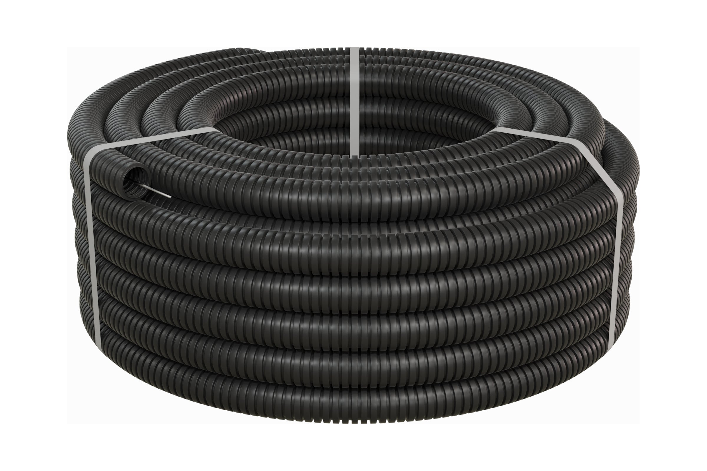 ГофрированнаятрубаЭкопластПНД,тяжелая,сзондом,диаметр32мм,цветчерный21132