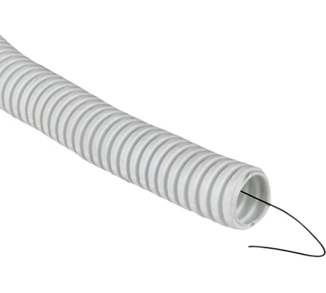 Труба гофрированная EKF ПВХ Plast, с зондом, d16мм, 100м, белая tg-z-16-100-white