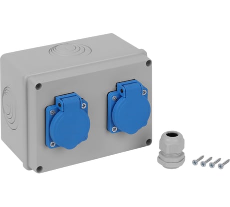 Коробка распаячная открытой проводки Рувинил Тусо 150x110x90мм без гермовводов с 2 розетками 67058-220В