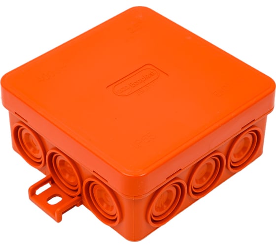 Огнестойкая коробка Экопласт JBL085 E110, о/п 85х85х38, 12 выходов, IP55, 2P, цвет оранжевый 43745HF 1