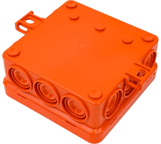 Огнестойкая коробка Экопласт JBL085 E110, о/п 85х85х38, 12 выходов, IP55, 2P, цвет оранжевый 43745HF
