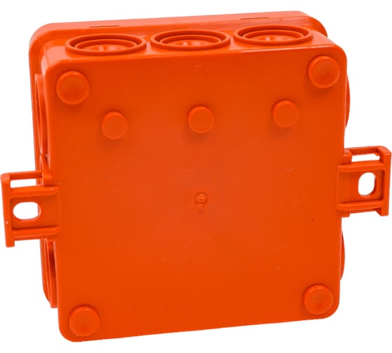 Огнестойкая коробка Экопласт JBL085 E110, о/п 85х85х38, 12 выходов, IP55, 2P, цвет оранжевый 43745HF