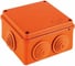 Огнестойкая коробка Экопласт JBS100 E110, о/п 100х100х55, 6 выходов, IP55, 3P, цвет оранжевый 43027HF 1