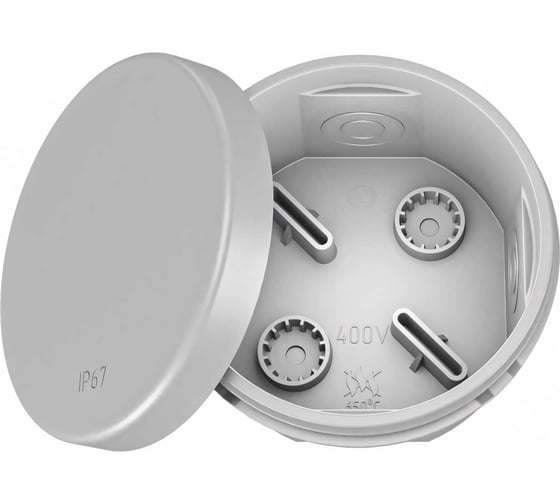 Коробка распределительная о/п, 2К, HF, УФ D70x40мм IP67 (60 шт) серый Greenel GE42437