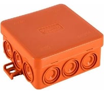 Огнестойкая коробка Экопласт JBL085 E110, о/п 85х85х38, 12 выходов, IP55, 6P, цвет оранжевый 43855HF