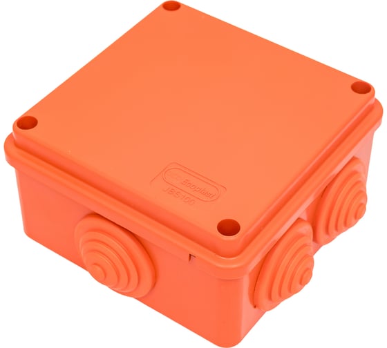Огнестойкая коробка Экопласт JBS100 E110, о/п 100х100х55, 6 выходов, IP55, 6P, цвет оранжевый 43017HF
