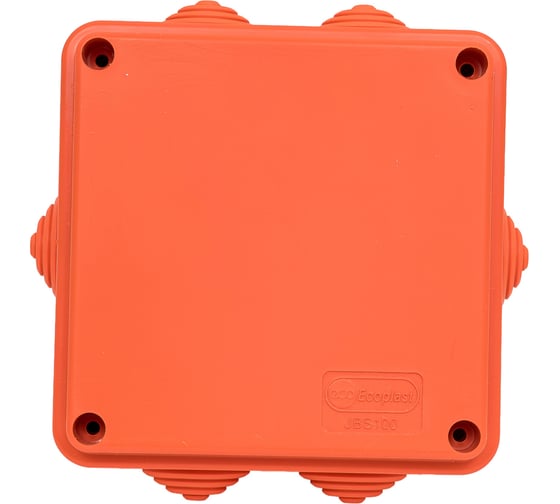 Огнестойкая коробка Экопласт JBS100 E110, о/п 100х100х55, 6 выходов, IP55, 6P, цвет оранжевый 43017HF