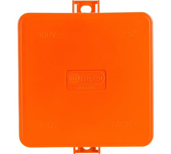Огнестойкая коробка Экопласт JBL085 E110, о/п 85х85х38, 12 выходов, IP55, 2P, цвет оранжевый 43055HF