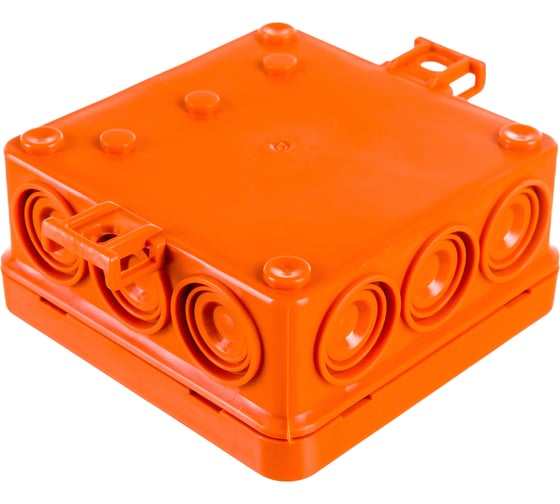 Огнестойкая коробка Экопласт JBL085 E110, о/п 85х85х38, 12 выходов, IP55, 2P, цвет оранжевый 43055HF