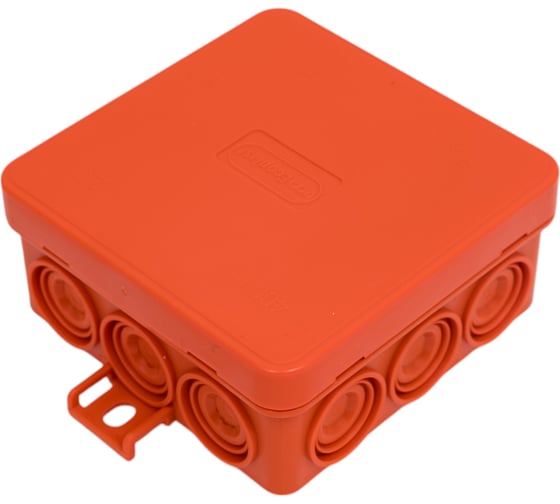 Огнестойкая коробка Экопласт JBL085 E110, о/п 85х85х38, 12 выходов, IP55, 6P, цвет оранжевый 43655HF 1