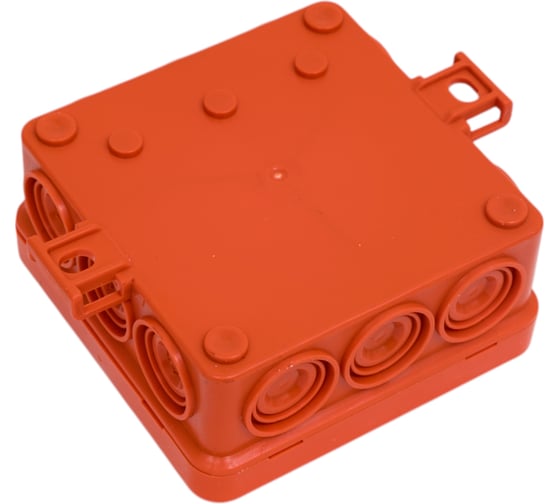 Огнестойкая коробка Экопласт JBL085 E110, о/п 85х85х38, 12 выходов, IP55, 6P, цвет оранжевый 43655HF