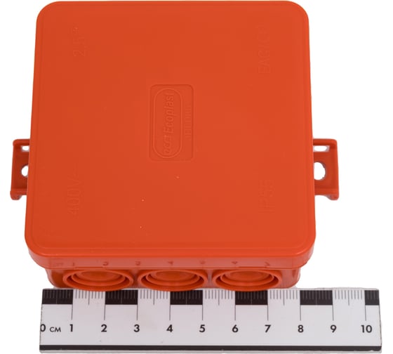 Огнестойкая коробка Экопласт JBL085 E110, о/п 85х85х38, 12 выходов, IP55, 6P, цвет оранжевый 43655HF