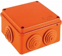 Огнестойкая коробка Экопласт JBS100 E110, о/п 100х100х55, 6 выходов, IP55, 4P, цвет оранжевый 43207HF