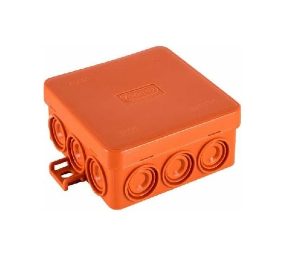 Огнестойкая коробка Экопласт JBL085 E110, о/п 85х85х38, 12 выходов, IP55, 8P, цвет оранжевый 43665HF