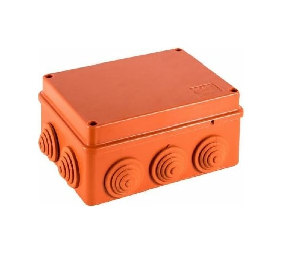 Огнестойкая коробка Экопласт JBS150 E110, о/п 150х110х70, 10 выходов, IP55, 8P, цвет оранжевый 43229HF 1