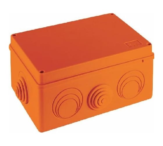 Огнестойкая коробка Экопласт JBS210 E110, о/п 210х150х100, 8 выходов, IP55, 9P, цвет оранжевый 43236HF