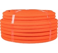 Гибкая гофрированная труба EKF ПНД д.25мм, тяжёлая, с протяжкой, 50м, цвет оранжевый tpnd-25-to