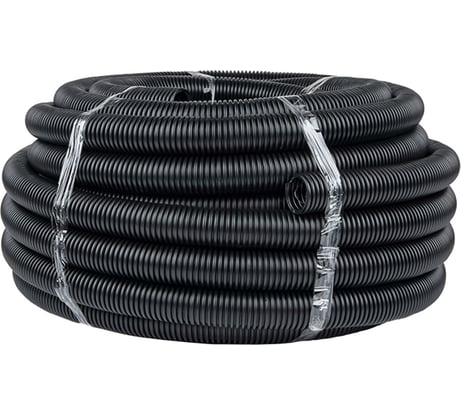 Гофрированная труба EKF ПНД с протяжкой d40мм 25 м черная Plast tpnd-40n